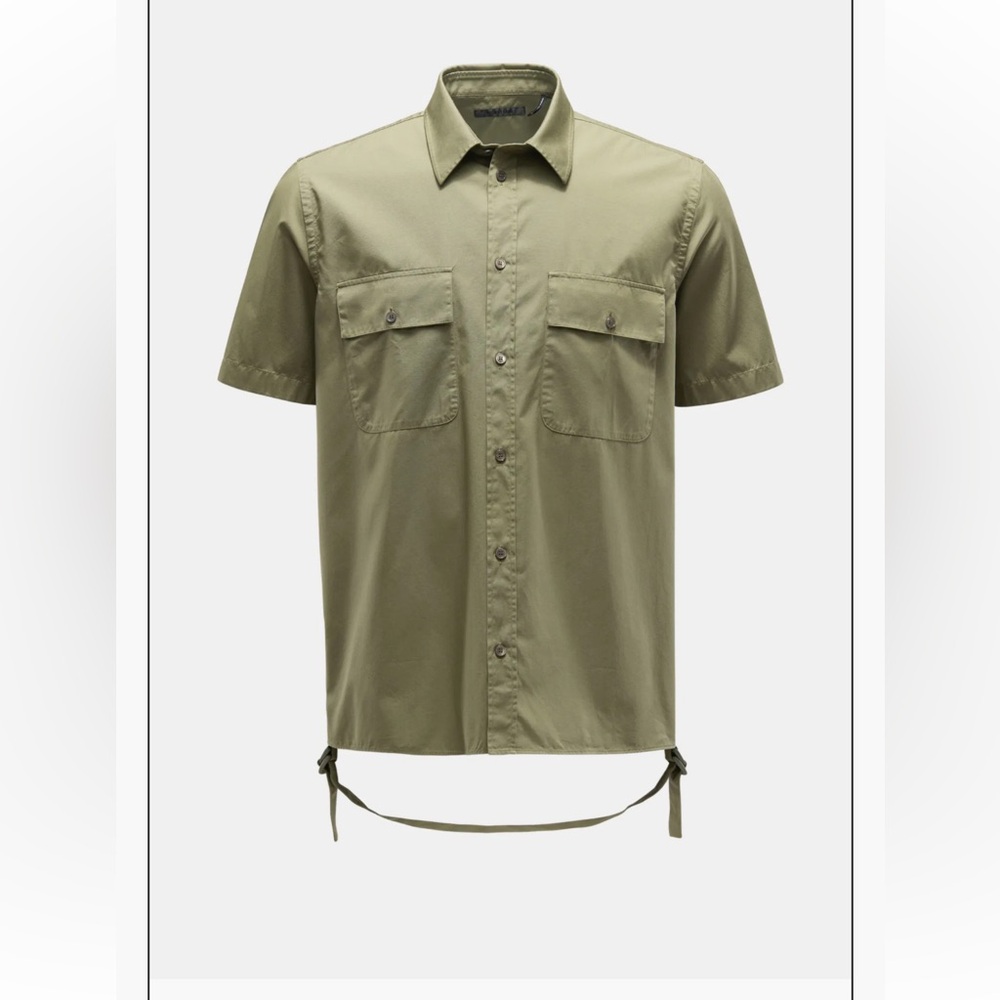 Helmut lang men’s short sleeve shirt slim collar olive